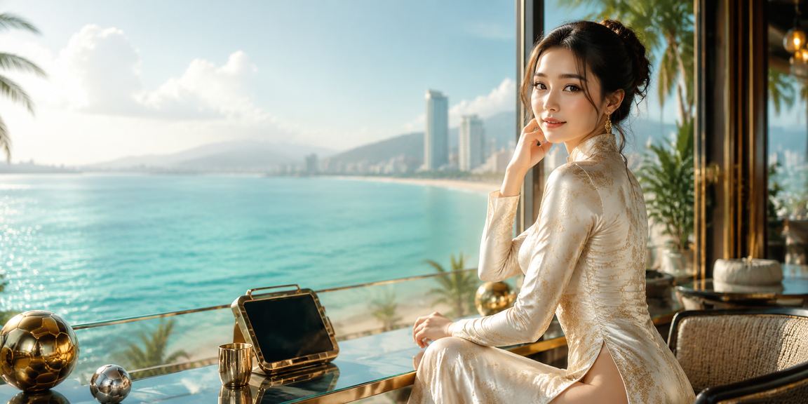 Người phụ nữ mặc áo dài trải nghiệm cá cược trực tuyến tại Nha Trang
